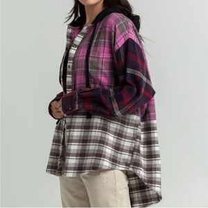 New UO x BDG Hooded Flannel Shirt